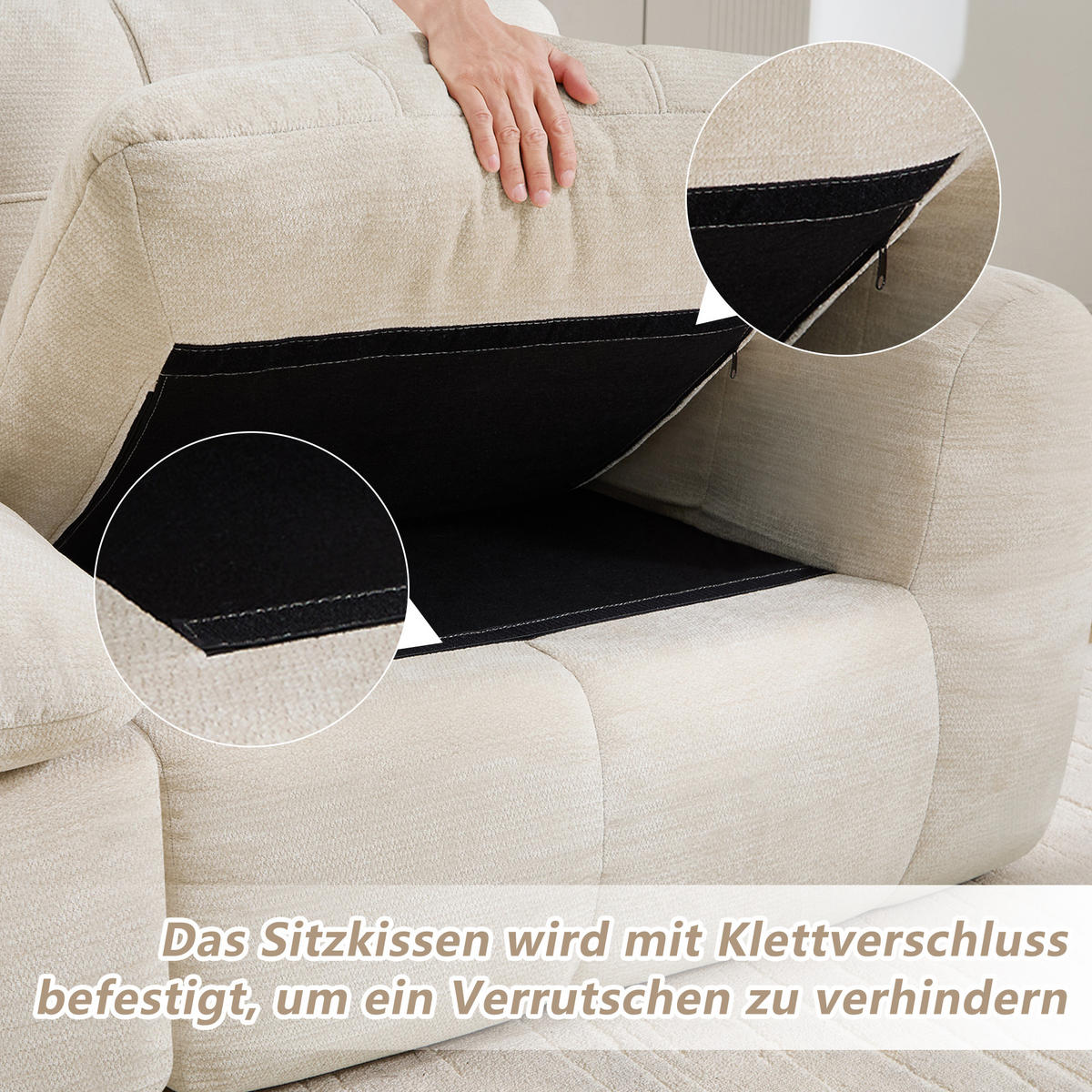 2-SITZER-SOFA DE-34464 quadratische Tuftung und 32D-Schaum Beige - Beige, Textil (97/68/194cm) - ComfortXL