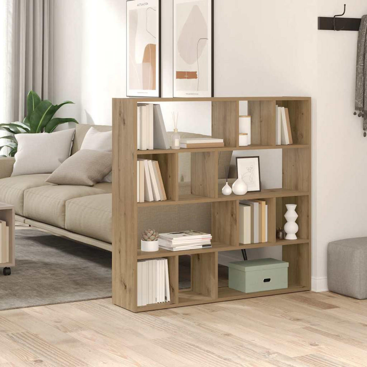 BÜCHERREGAL/RAUMTEILER Artisan-Eiche 105/24/102 Cm - Hellbraun, Holzwerkstoff (24/102/105cm) - vidaXL