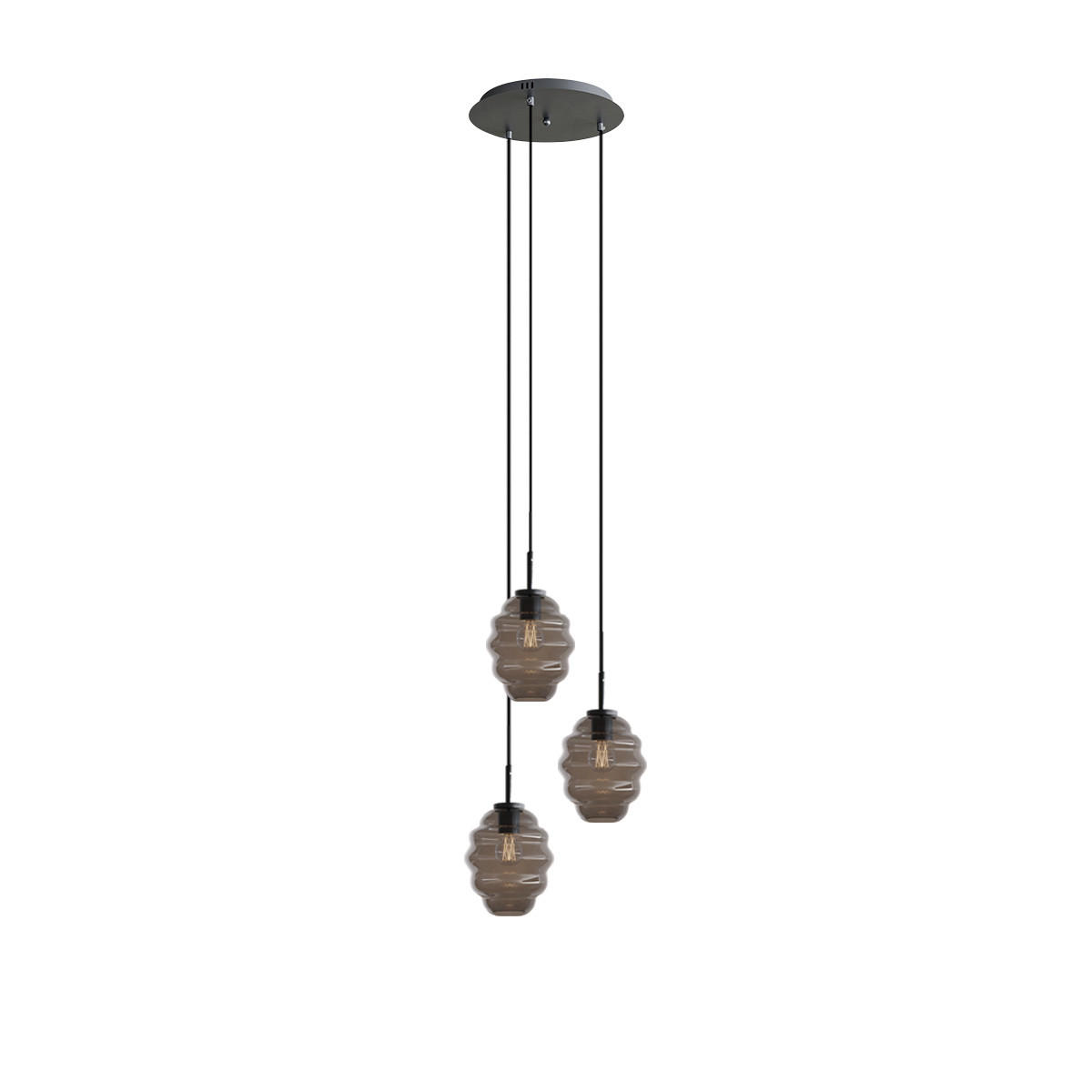 GALERIELEUCHTE Echos 3-flammig Rauch Ø 18cm - Anthrazit/Schwarz, Glas (18/18/20cm) - s.luce