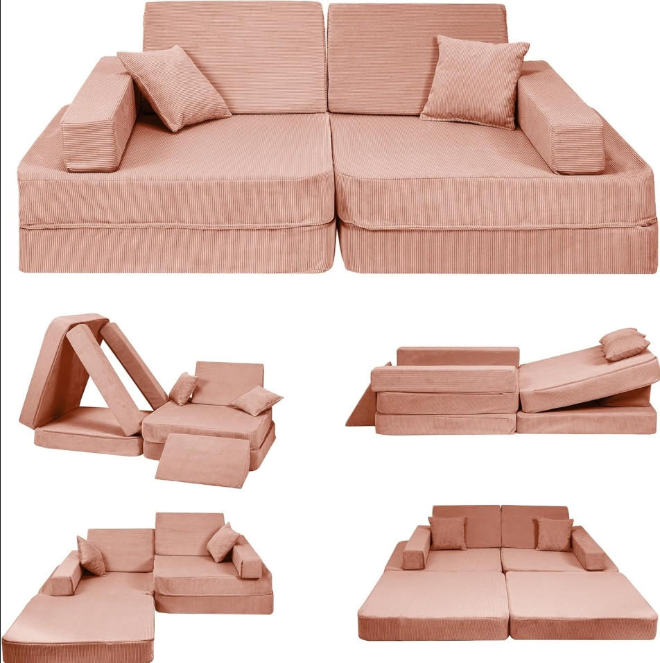 KINDERSOFA Cordsamt Ziegel - Dunkelorange, Textil (160/24/80cm) - AngeLove