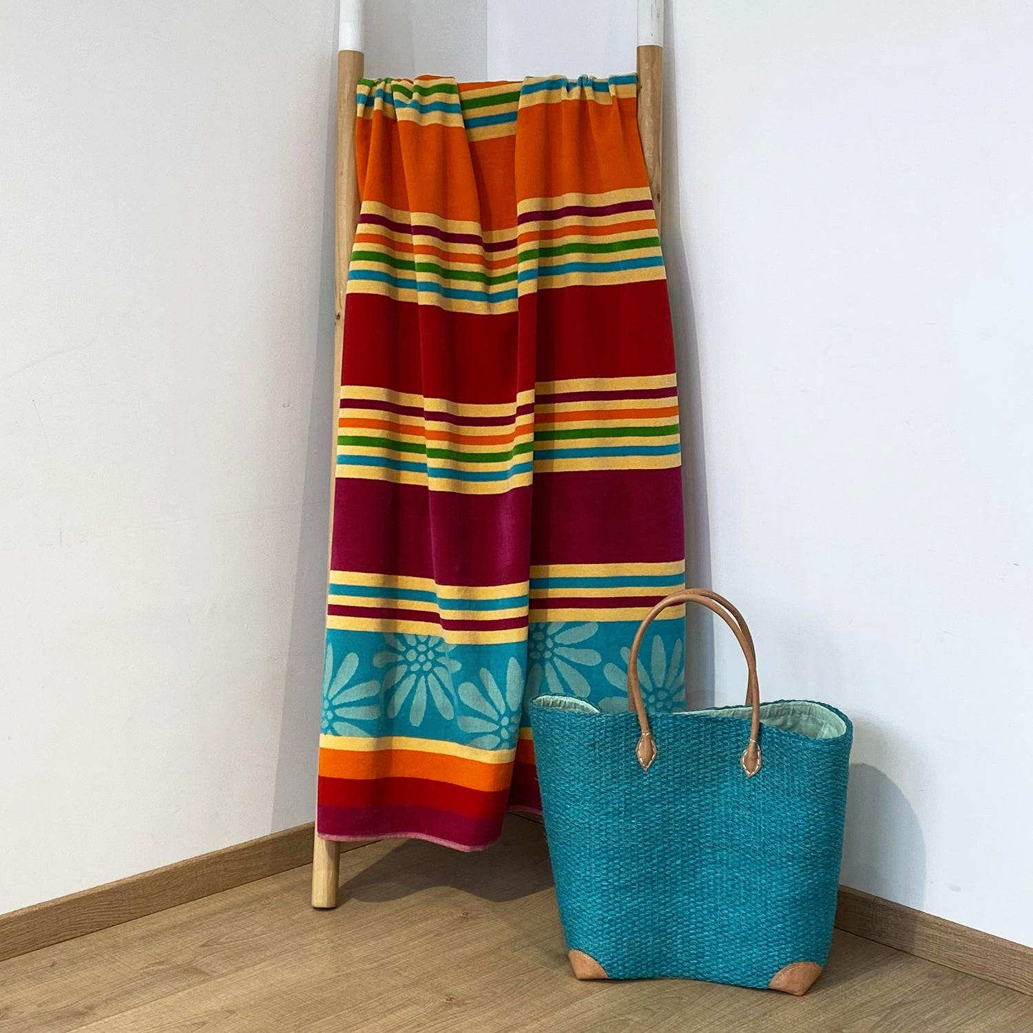 STRANDTUCH Frottee Velours Jacquard Ziseliert Bloma 90x170 340g/m² - Multicolor, Textil (90/170cm) - LE COMPTOIR DE LA PLAGE