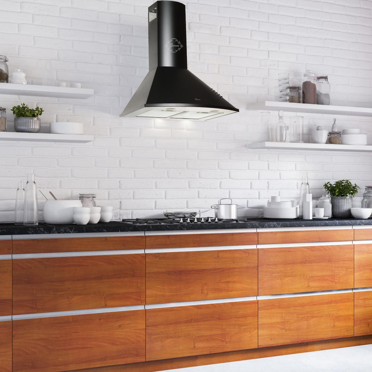 DUNSTABZUGSHAUBE GCH C 046 BL 6 N 60 cm Schwarz - Schwarz, Metall (60/117/50cm) - Gurari