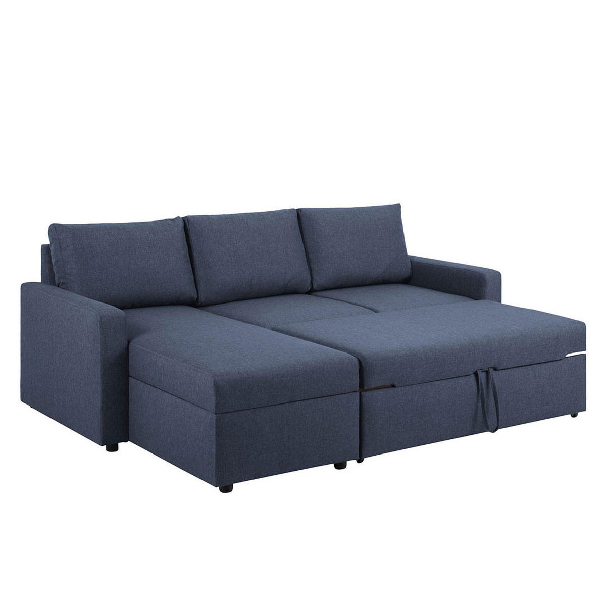 BÄDDSOFFA Sander för 3 personer 218 x 155 x 84 cm – blå - Blå, Träbaserade material/Textil (218/155cm) - ebuy24