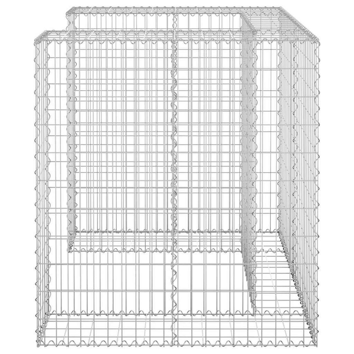 1ER Gabionen Mülltonnenbox ESOL | 110x110x100cm| Mülltonnenverkleidung für 1 Tonne - Silberfarben, Metall (110/110/100cm) - DELUKE
