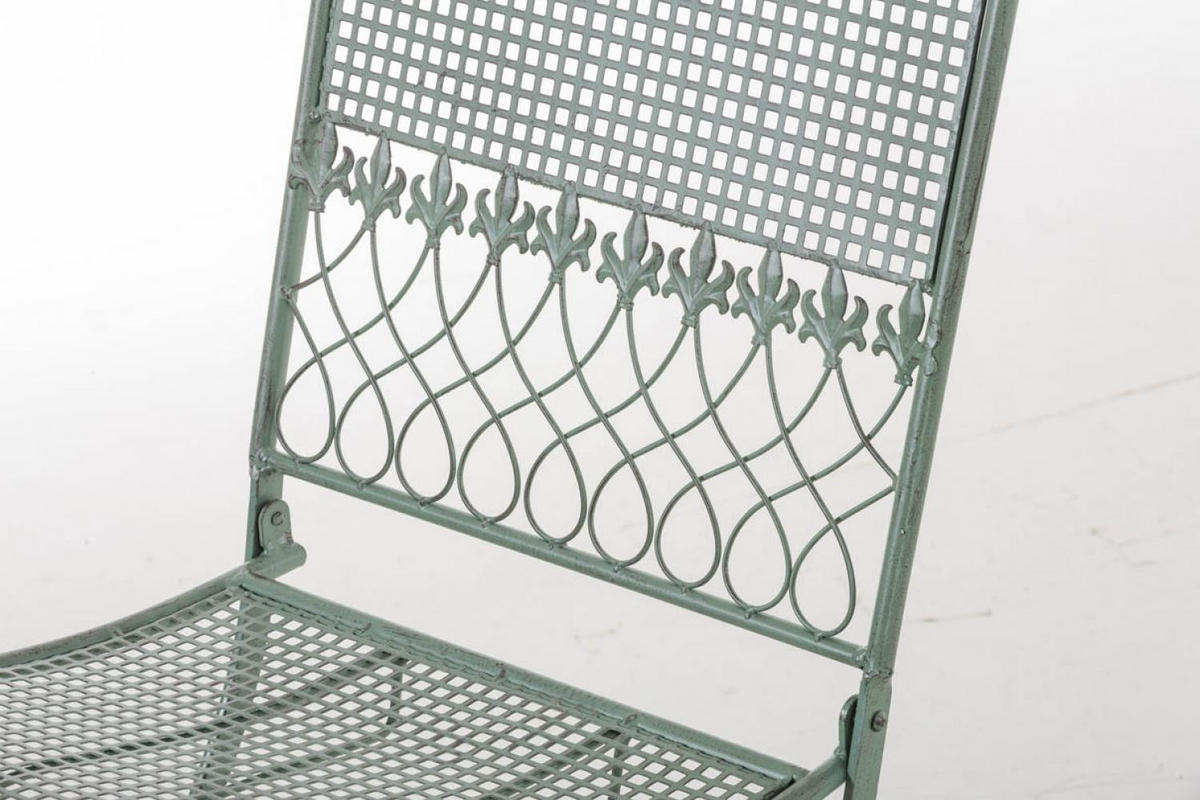 GARTENKLAPPSTUHL Metall Antik-Grün - Grün, Metall (41/91/50cm) - CLP