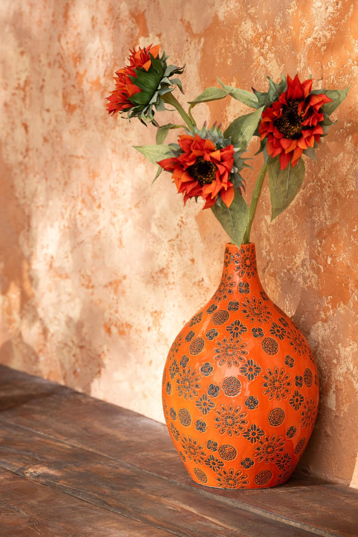 VASE BILLY Orange - Orange, Keramik (35cm) - J-Line
