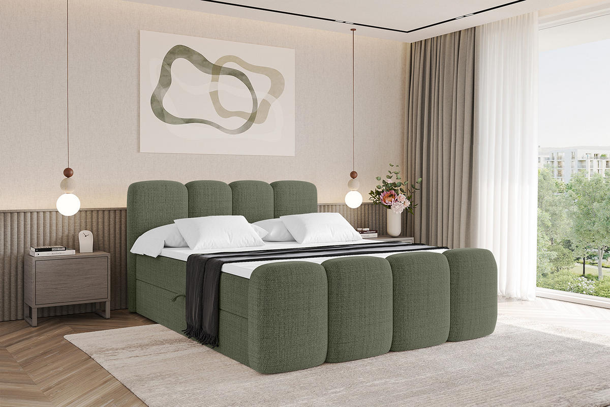BOXBETT mit Matratze H4 und Lattenrost - NINA-Z - 120x200 cm - Grün - Grün, Holzwerkstoff (120/200cm)