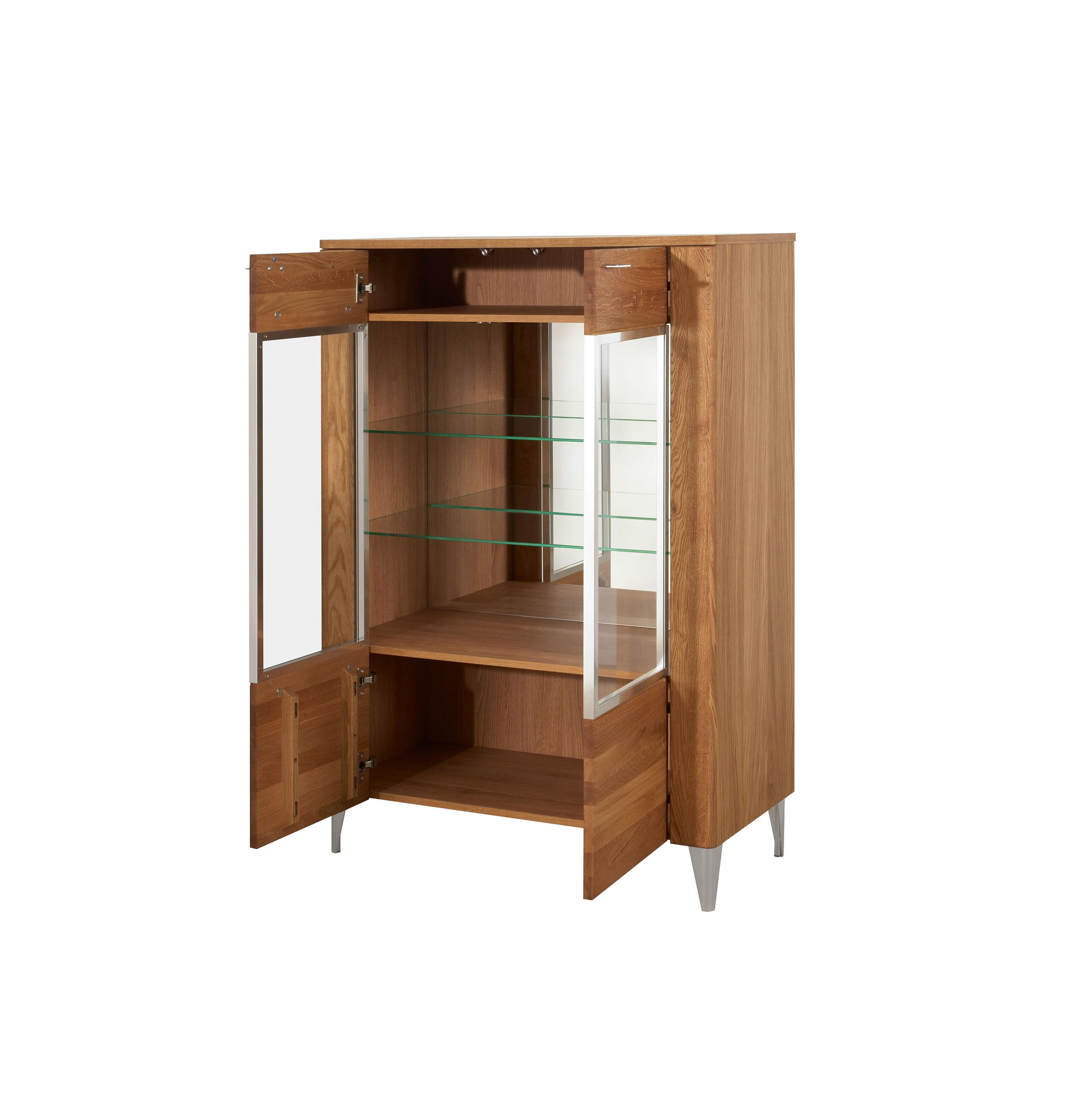 STANDVITRINE Latina Honig Eiche 96 / 42 / 134cm - Honigeiche/Braun, Holz/Metall (96/134/42cm) - Feldmann-Wohnen