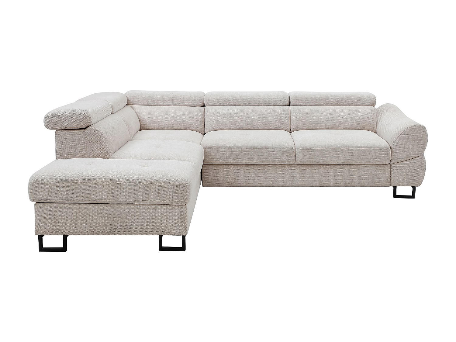 ECKSOFA mit Schlaffunktion – Ecke links – Strukturstoff Beige – VAVERDO - Beige, Kunststoff/Textil (272/230cm) - Vente-Unique