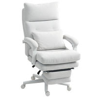 BÜROSTUHL Ergonomischer Schreibtischstuhl mit Lendenwirbelstütze, Fußstütze - Creme, Textil (68/122/70cm) - HOMCOM