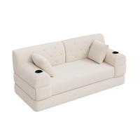 SCHLAFSOFA 2-Sitzer mit hoher Rückenlehne 168 cm Beige - Beige, Kunststoff (80/81/168cm) - Meubliv
