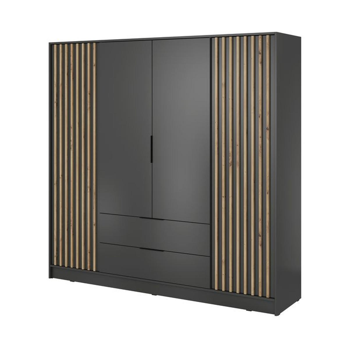 KLEIDERSCHRANK – 206 cm – Nelly – Graphitfarben - Graphitfarben, Holzwerkstoff (206/200/51cm) - hi-markt
