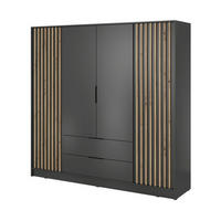 KLEIDERSCHRANK – 206 cm – Nelly – Graphitfarben - Graphitfarben, Holzwerkstoff (206/200/51cm) - hi-markt
