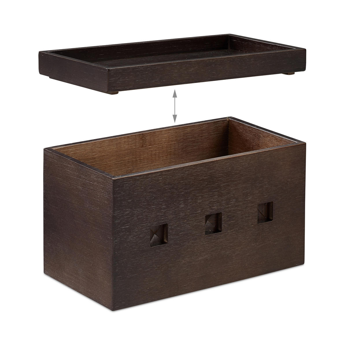 KABELBOX - Dunkelbraun, Holz (14/25.5/16.5cm) - Relaxdays