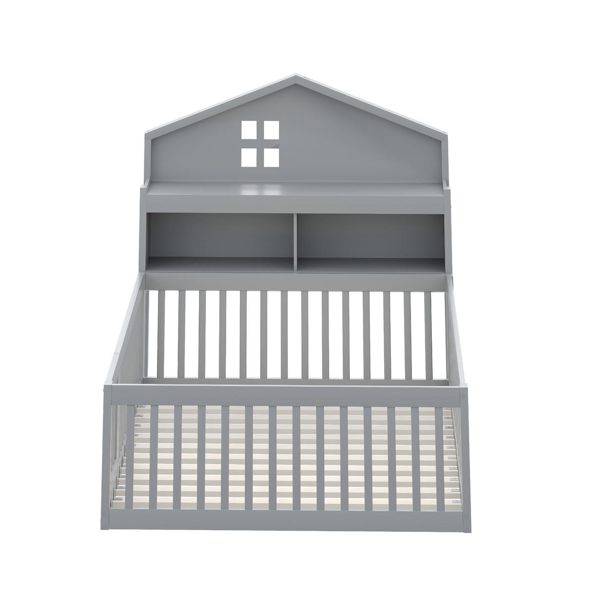 KINDERBETT aus Massivholz 140x200 cm in Grau mit Kreidetafel & Stauraum - Grau, Holz (140/200cm) - Modfu