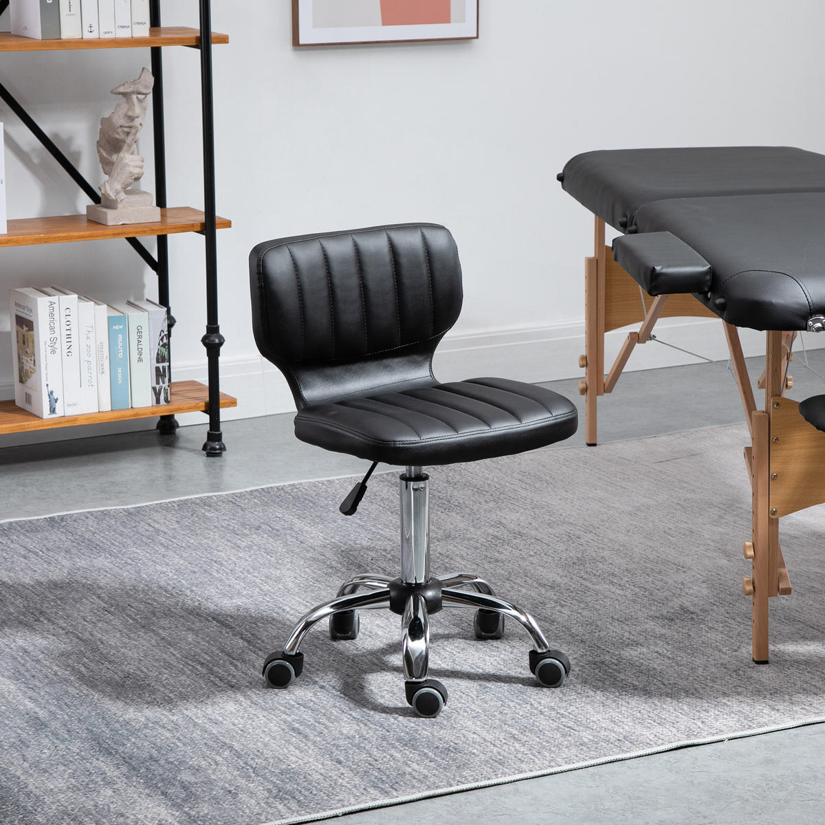 BÜROHOCKER DE-18008 höhenverstellbar 47-62 cm, gepolstert Schwarz - Schwarz, Metall (47/87/45cm) - ComfortXL