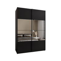 SCHWEBETÜRENSCHRANK 245,5/180/64 2-türig - Schwarz, Holz/Metall (180/245/64cm) - Abiks Möbel