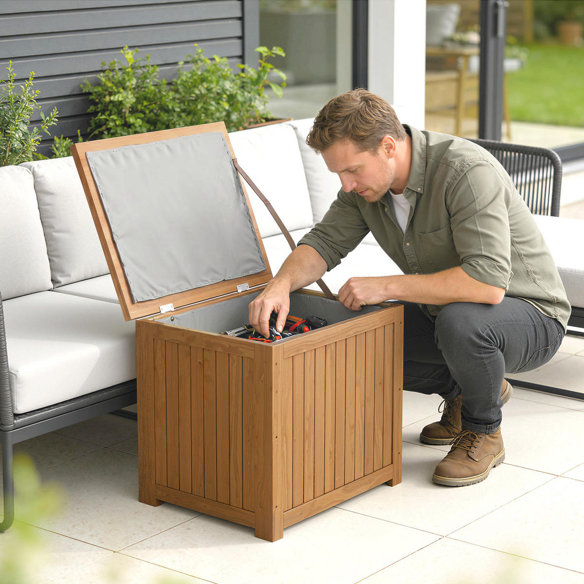 AUSSEN-AUFBEWAHRUNGSBOX, Massivholz, braun - Braun, Holz (51/58.5/63cm) - Vallsero