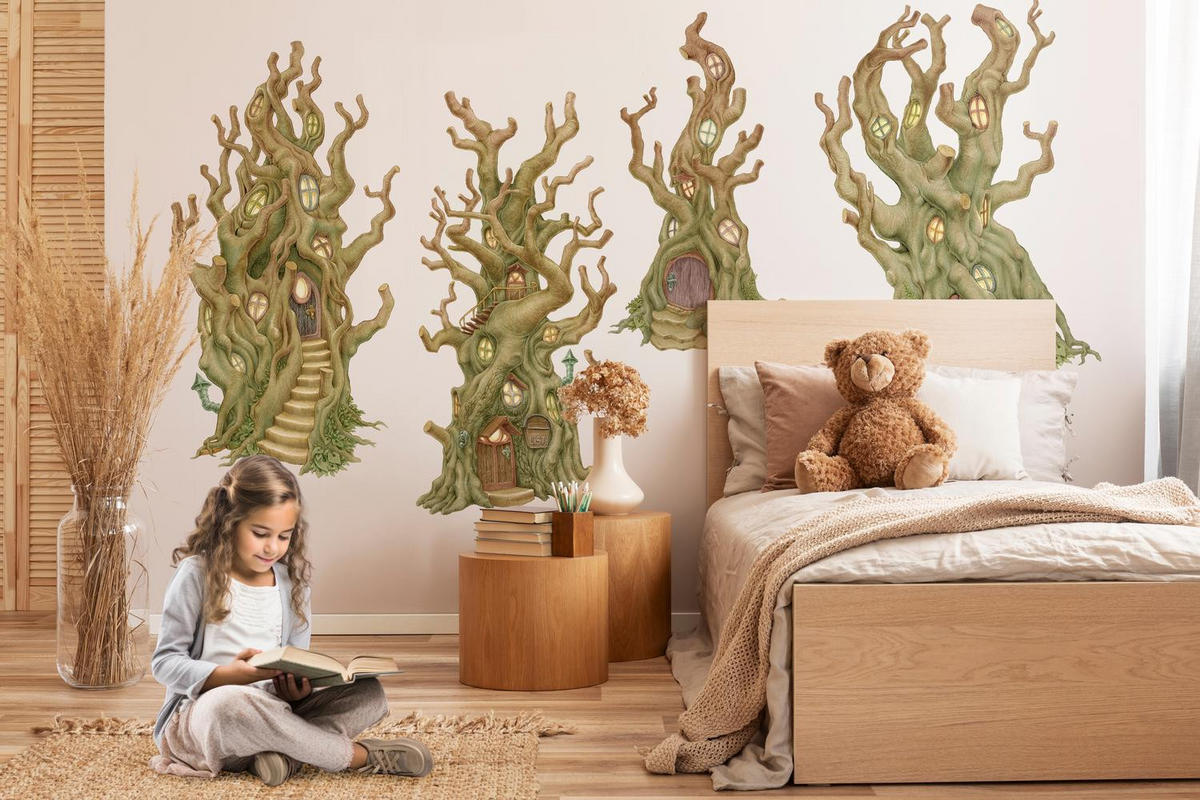 WANDAUFKLEBER 60x168cm - Zauberhäuser - Multicolor, Kunststoff (60/168/0.1cm) - Wallfluent