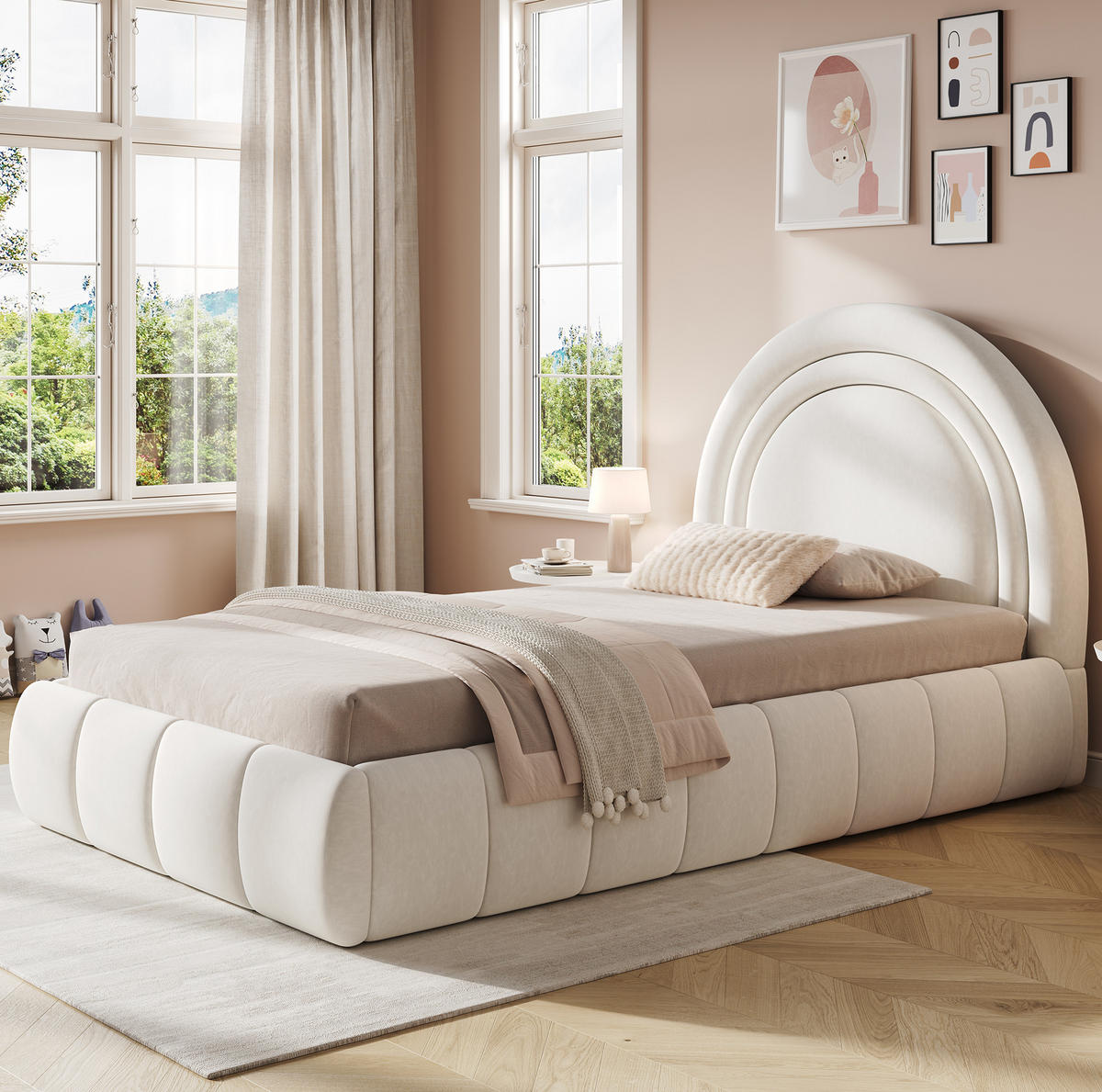 POLSTERBETT 90/200 cm Beige mit Hydraulik und Lattenrost ohne Matratze - Beige, Textil (90/200cm) - MIVRAY