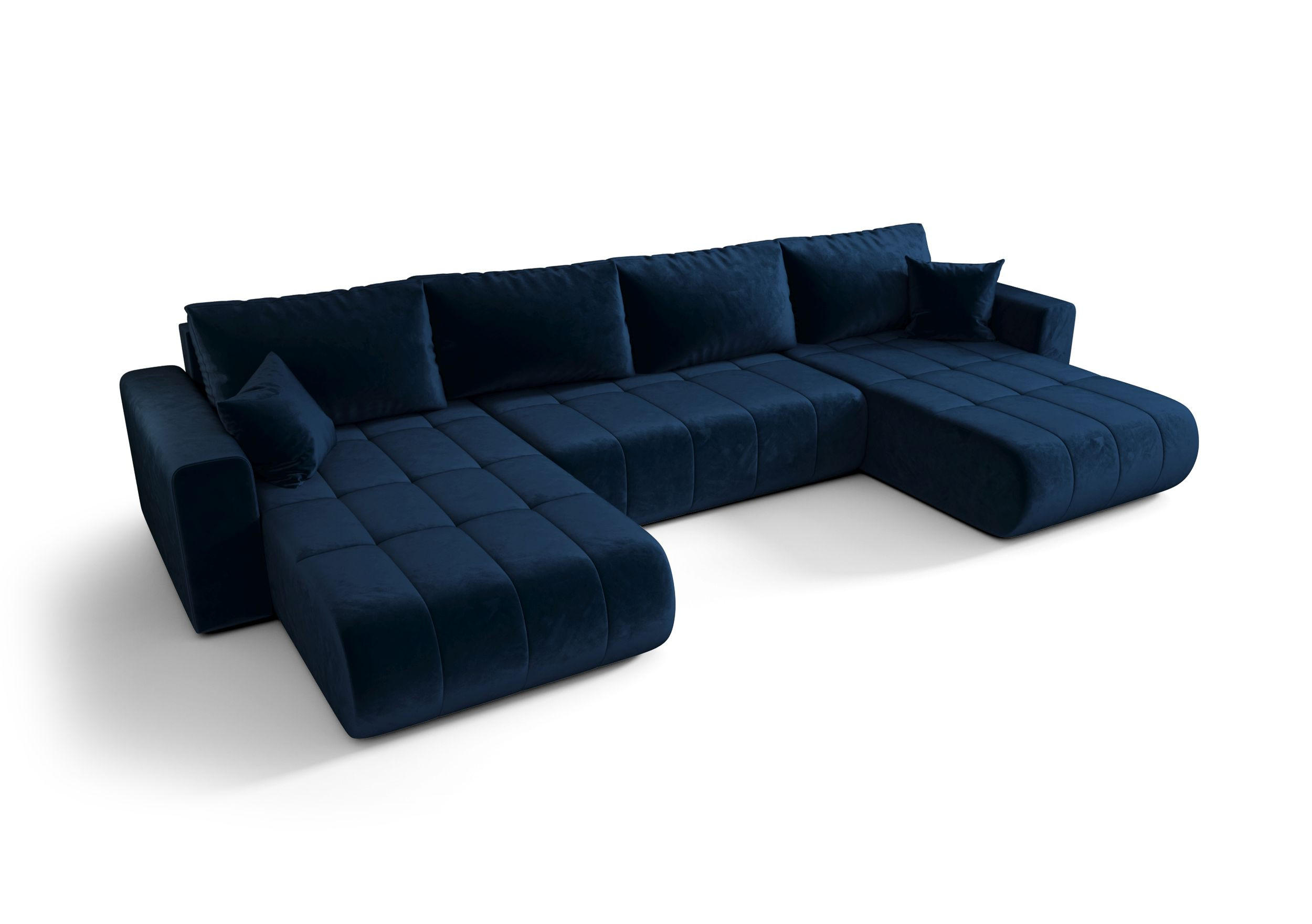 Cornero SEDACIA súprava LARA tvar U tmavo modrá zamat Monolith 77 - funkcia spania, úložný priestor