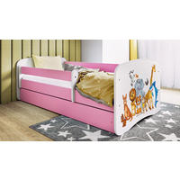 KINDERBETT Tiere 80x180 cm mit Matratze, Schublade, Rausfallschutz & Lattenrost, Rosa - Rosa, Holzwerkstoff (80/180cm) - RAUMHIRSCH FURNITURE