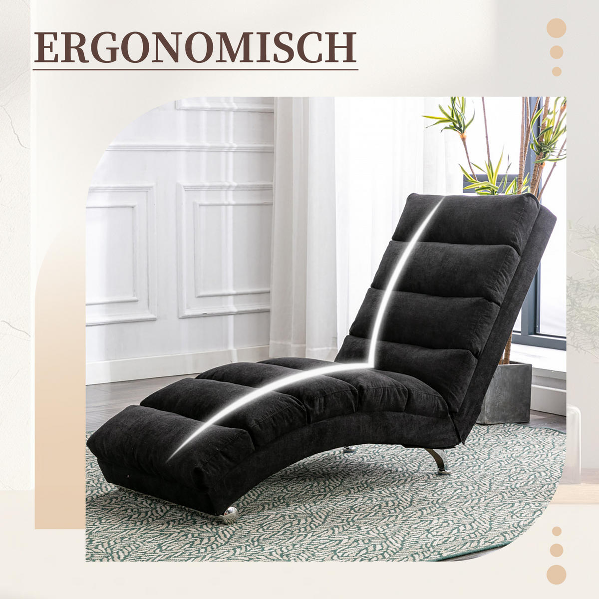 MASAŽNA FOTELJA u crnoj boji s funkcijom vibracije, od lana - srebrne boje/crna, drvni materijal/tekstil (55/84/148cm) - CHICFURN