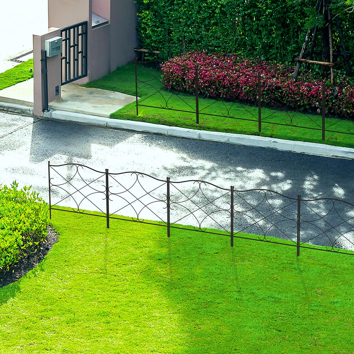 GARTENZAUN DE-18046 5-teilig, dekorativ Schwarz - Schwarz, Metall (1/62cm) - ComfortXL