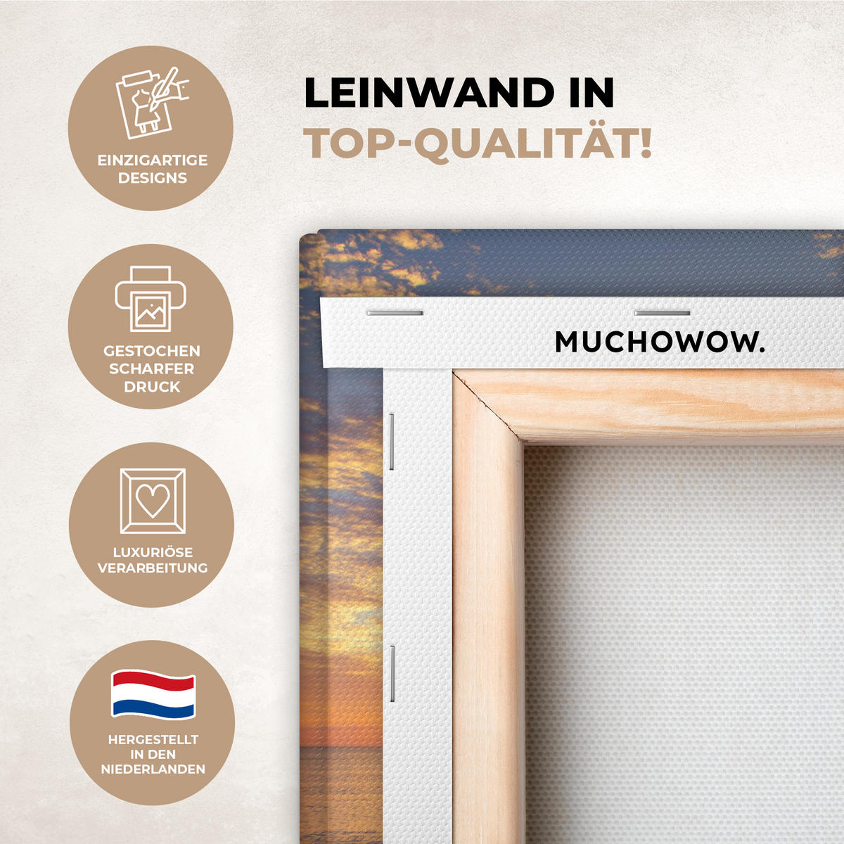 LEINWANDBILD Strand - Sonnenuntergang - Meer 20x30 cm - Gelb, Textil (20/30cm) - MuchoWow