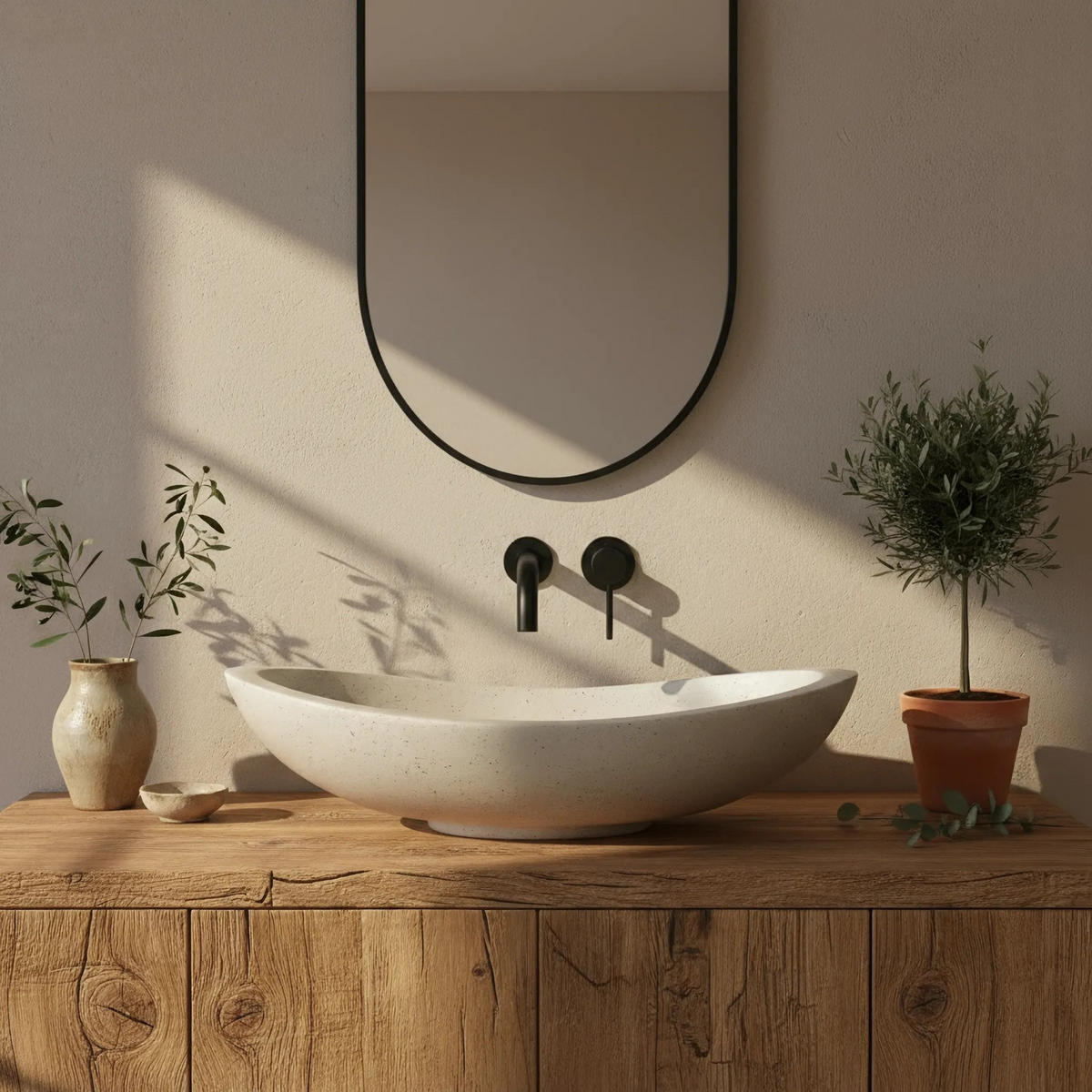 AUFSATZWASCHBECKEN Rea Leona - Beige, Keramik (46.5/12.5/37cm) - REA