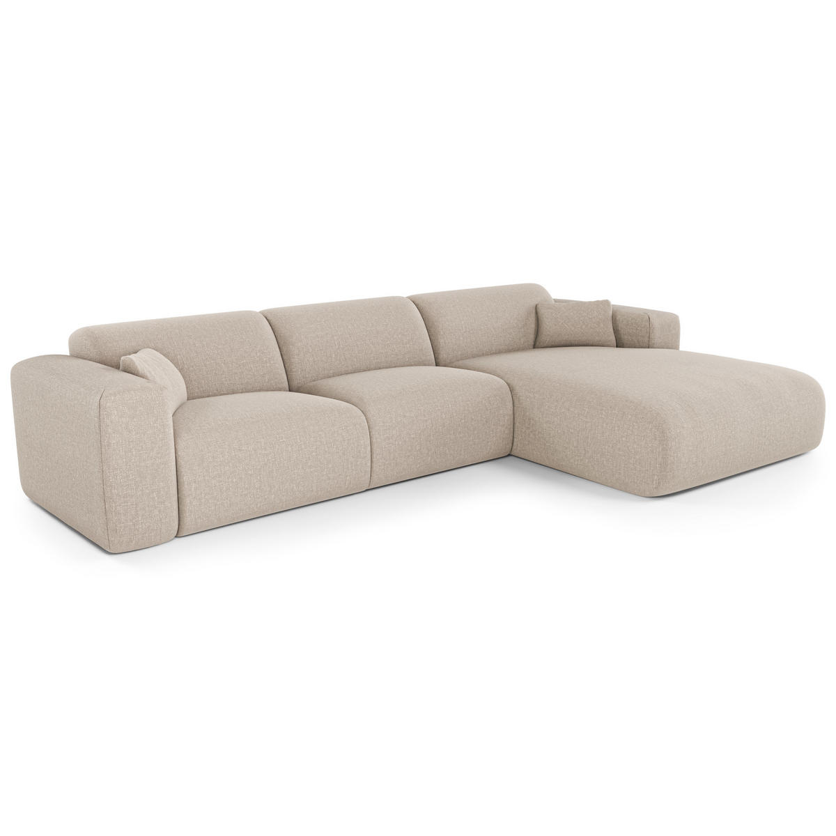 ECKSOFA RECHTS SCHLAFSOFA Rastergewebe Beige 280cm - Beige, Textil (280/165cm) - Sia Home