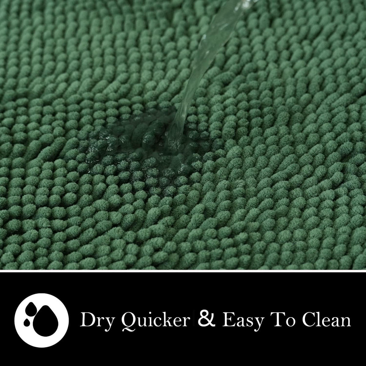 DUSCHMATTE – 40 x 60 cm – Dunkelgrün – Chenille-Material - Dunkelgrün, Textil (30/25cm)