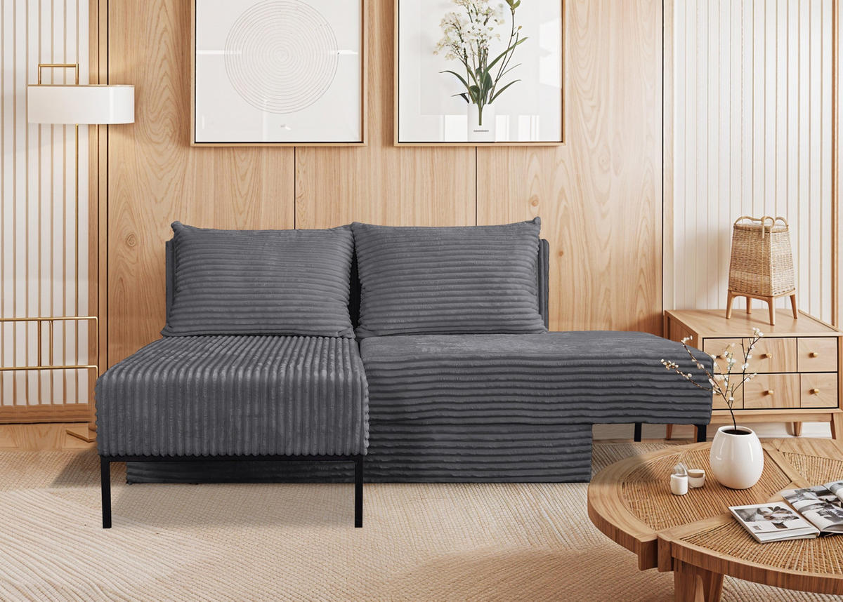 ECKSOFA Mit Schlaffunktion MOOKA 4in1-Multifunktions-System Stoff Velo Links Dunkelgrau - Dunkelgrau, Holz/Textil (145/160cm) - Kaiser Möbel