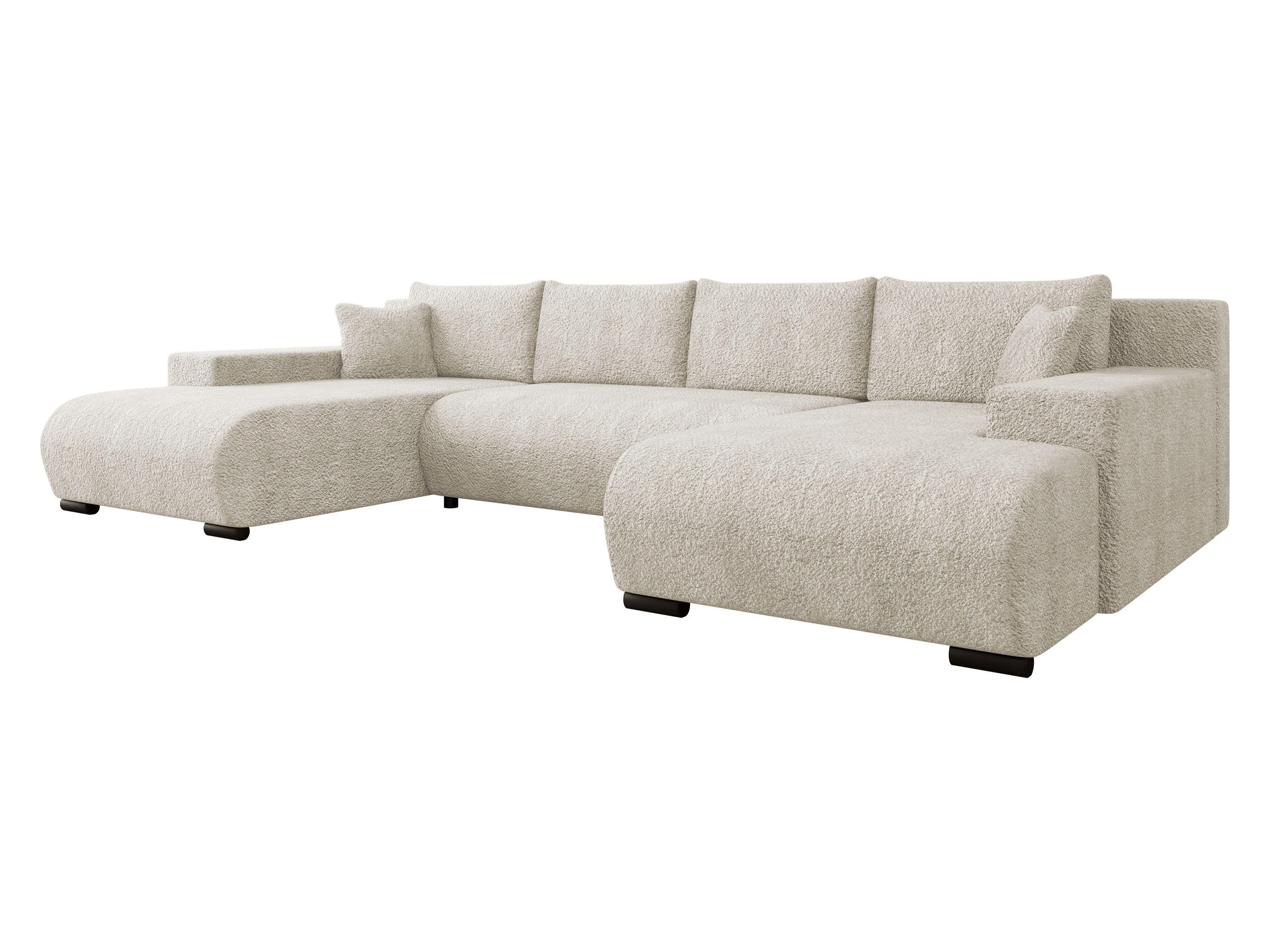 WOHNLANDSCHAFT Nojan U - Beige/Schwarz, Holz/Kunststoff (351/80/191cm) - MIRJAN24