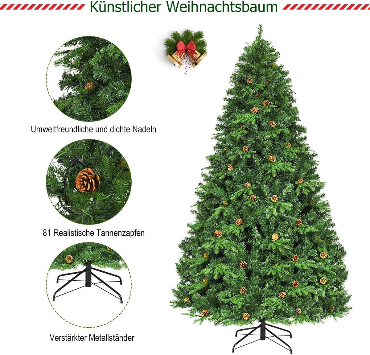 WEIHNACHTSBAUM Grün - Grün, Kunststoff (240cm) - COSTWAY