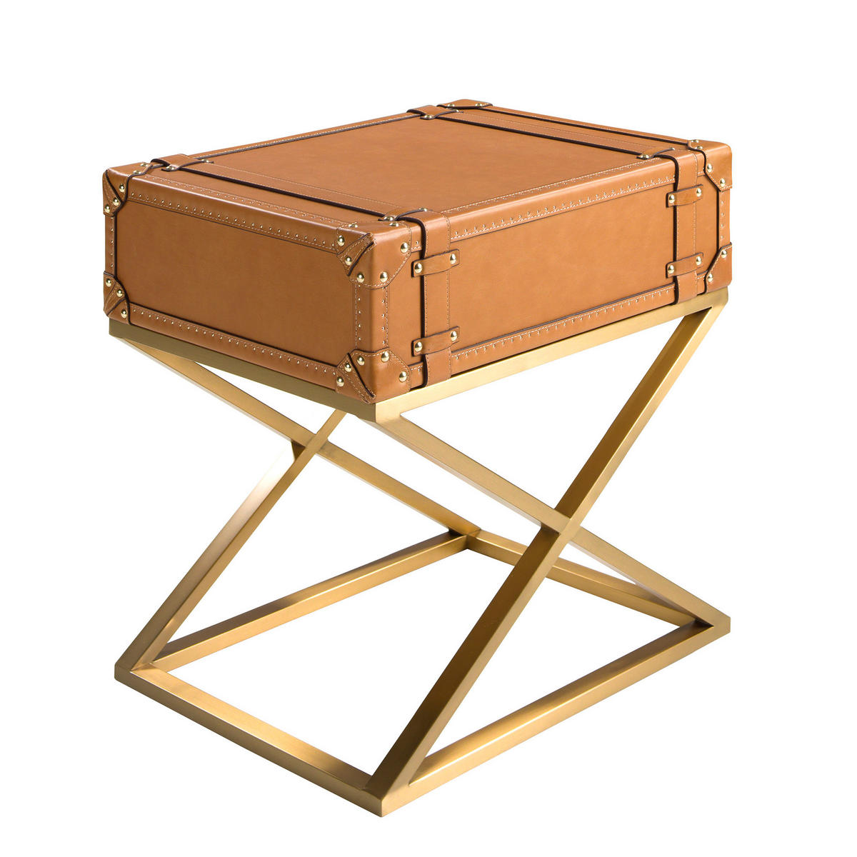 BEISTELLTISCH Rechteckig Kamel Gold 62/47/62 - Braun, Leder (47/62/62cm) - ANGEL CERDA