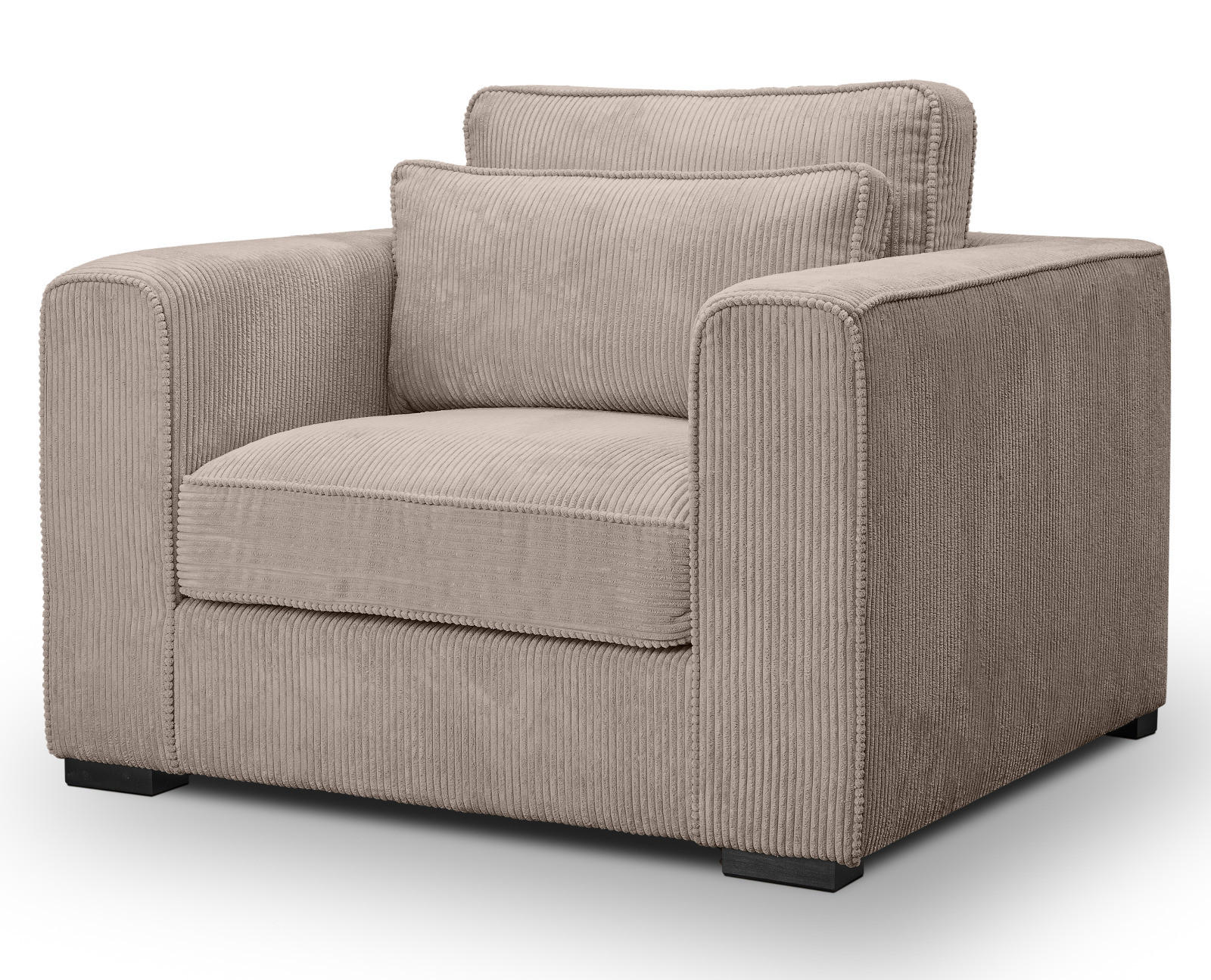 SESSEL beige-braun Cord, Loungesessel 120 cm, Wohnzimmersessel mit Wellenfederung - Schwarz/Braun, Holzwerkstoff/Kunststoff (120/92/112cm) - Inn.Furn