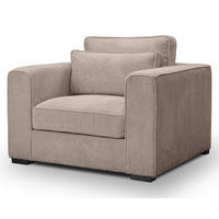 SESSEL beige-braun Cord, Loungesessel 120 cm, Wohnzimmersessel mit Wellenfederung - Schwarz/Braun, Holzwerkstoff/Kunststoff (120/92/112cm) - Inn.Furn
