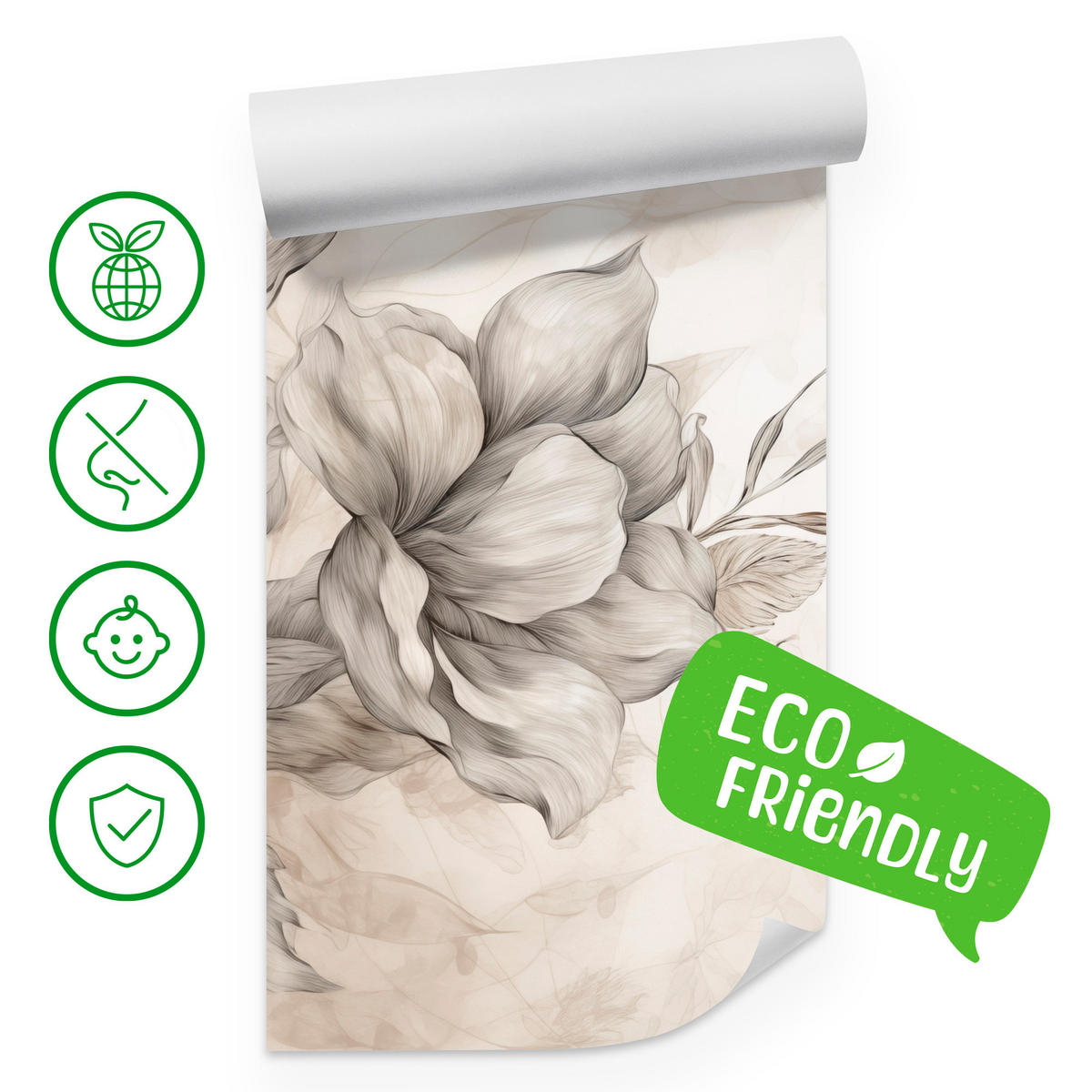 FOTOTAPETE für Wohnzimmer Abstrakt Blume Pflanzen 400x280 - Beige/Braun, Papier (400/280cm) - Muralo