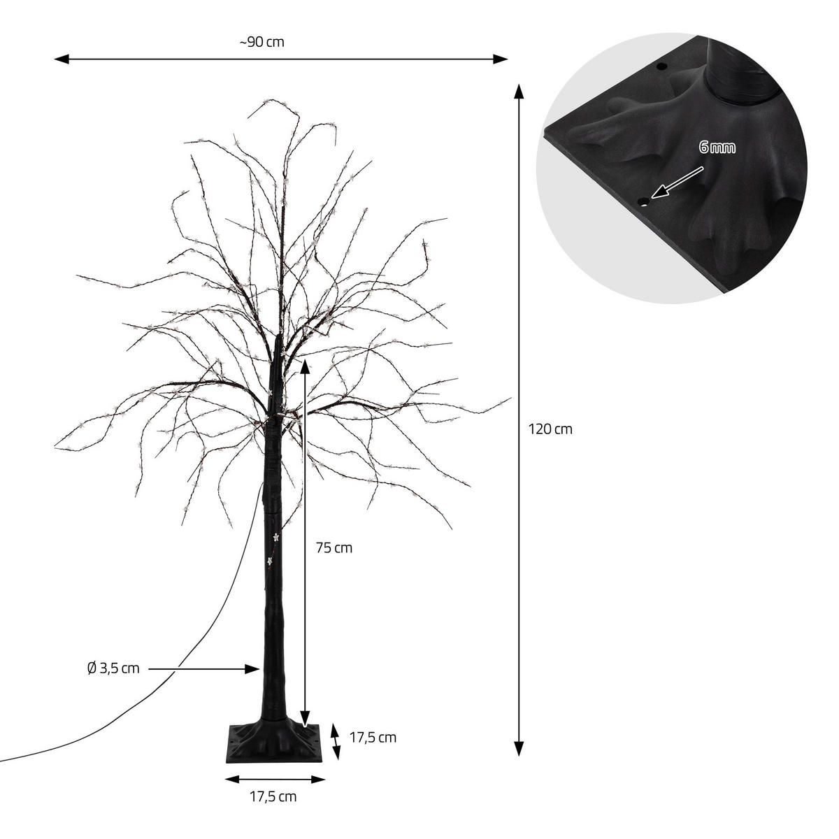 WEIHNACHT BAUM 120 cm - Schwarz, Kunststoff (90/120/90cm)