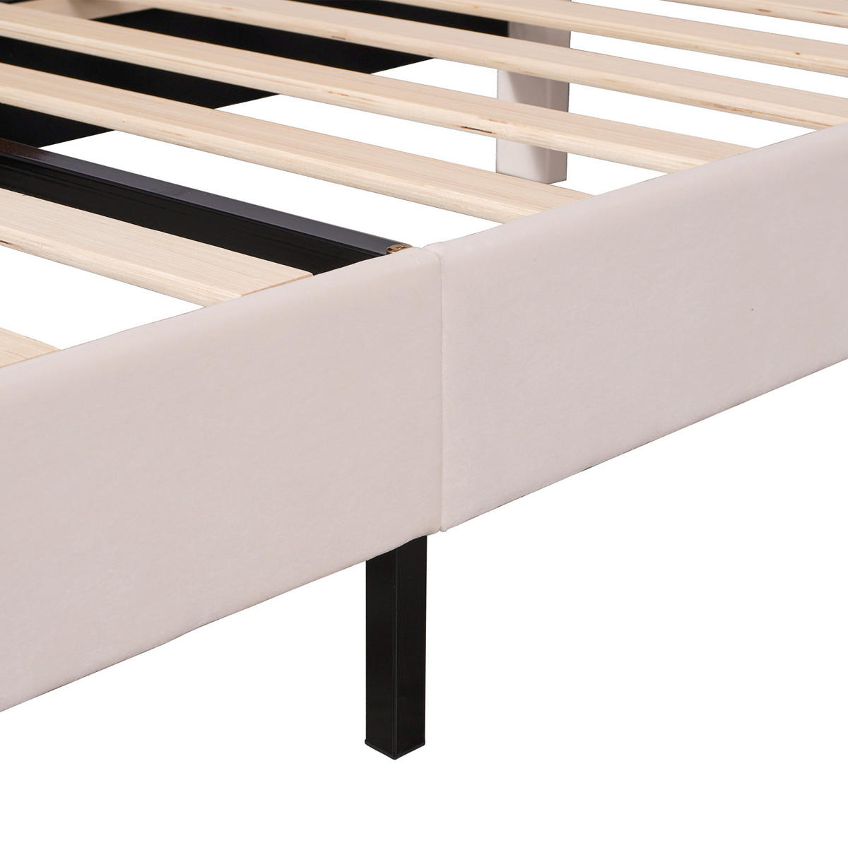 POLSTERBETT 90x200 cm, Beige, Blumenform-Kopfteil - Beige, Textil/Metall (90/200cm)