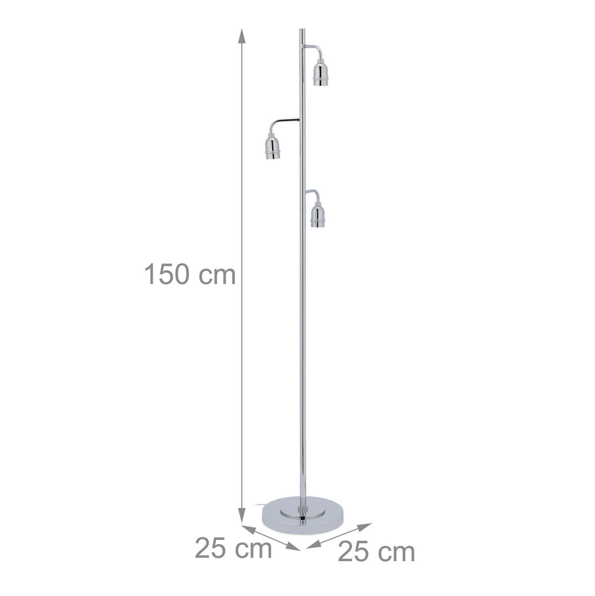 STEHLAMPE - Silberfarben, Glas/Metall (25/25/150cm) - Relaxdays
