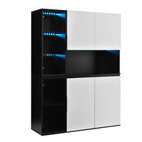 HIGHBOARD DE-37516 120/40/160 cm mit LED-Beleuchtung Weiß/Schwarz - Schwarz/Weiß, Holzwerkstoff (120/160/40cm) - ComfortXL