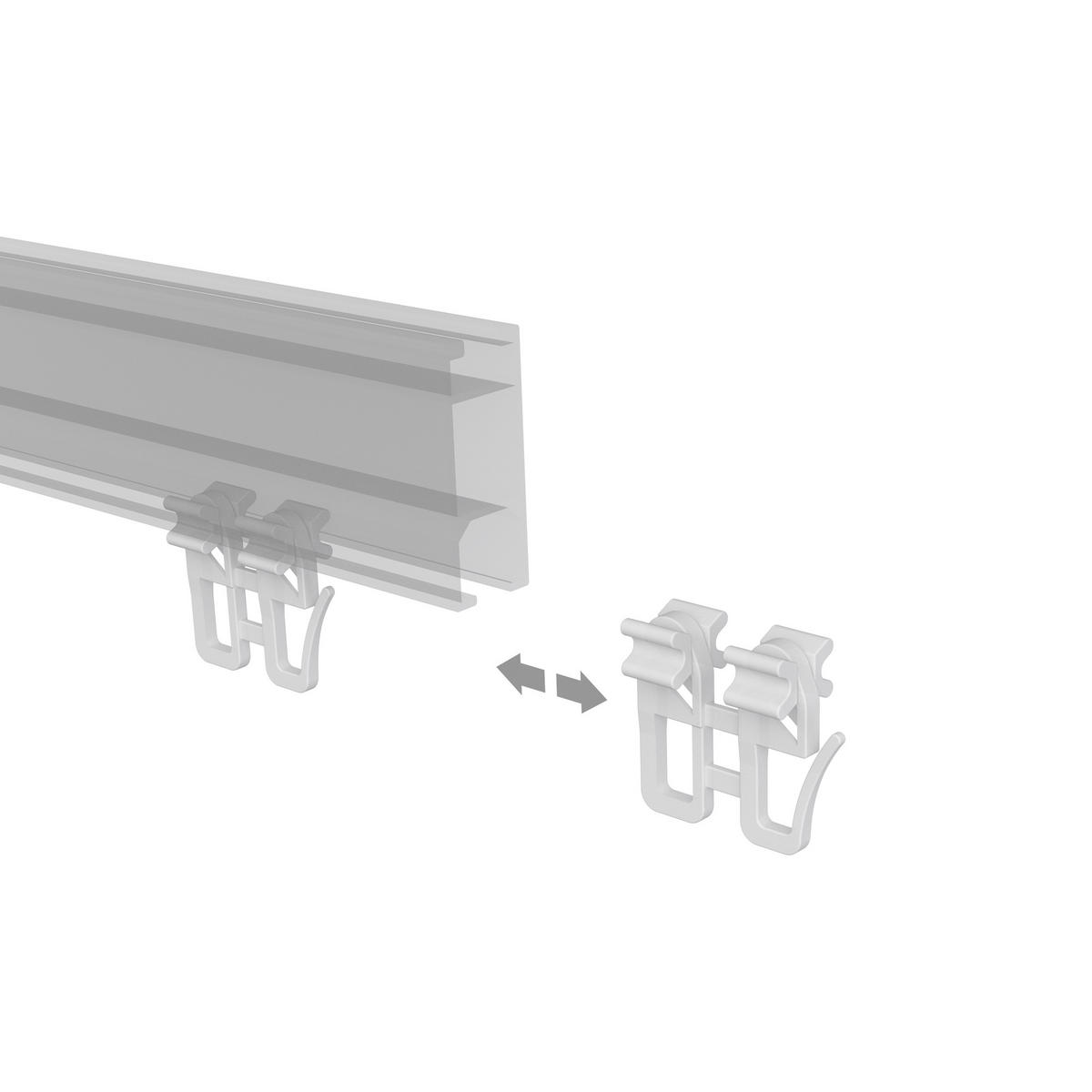 SCHLEUDERWAGEN MIT FALTENGLEITER für Innenläufe / Gardinenschienen mit Nutbreite 5,4 bis 6 mm, Packung 4 Stück - Weiß, Kunststoff (2.4/2.7/1cm) - INTERDECO
