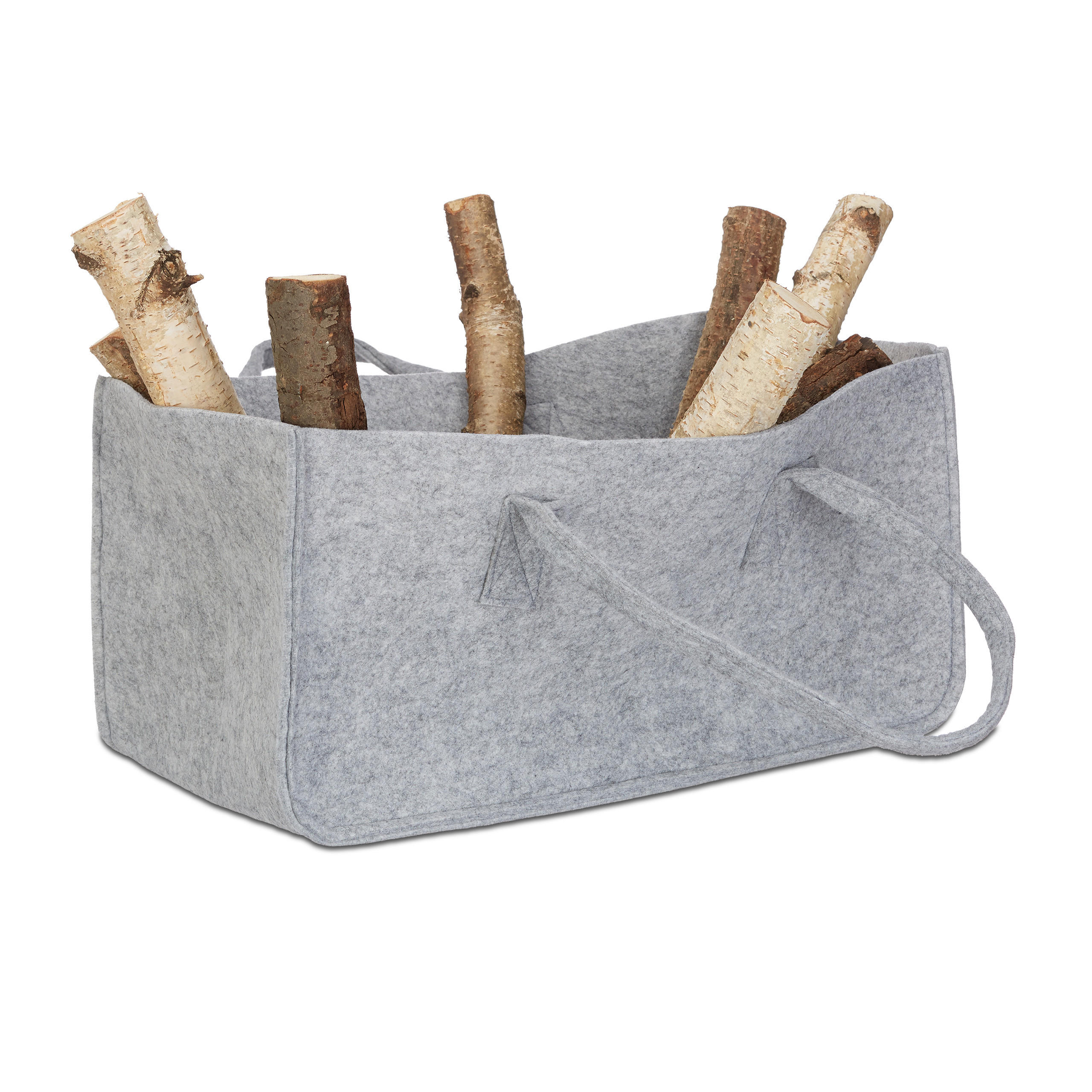 KAMINHOLZTASCHE - Grau, Textil (25/25/50cm) - Relaxdays
