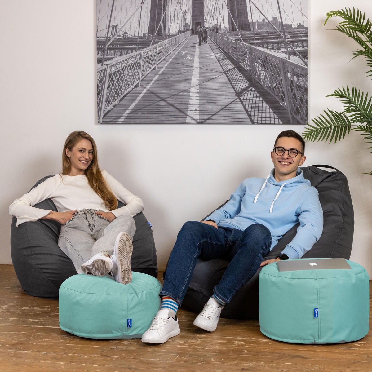 POUF M minzgrün - Mintgrün, Textil (500/200/500cm) - Bruni