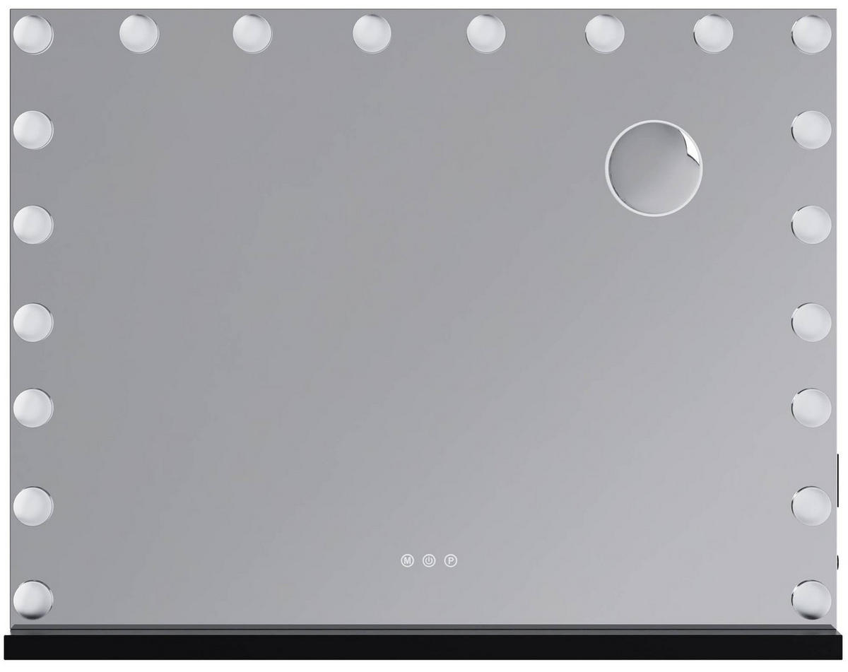 SCHMINKSPIEGEL Dora Licht Bluetooth 80x14x62cm Metall Schwarz Hollywood - Schwarz, Metall (80/62/14cm) - DELUKE