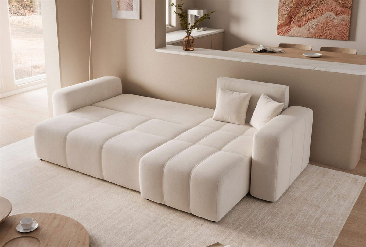 ECKSOFA Leros Mit Schlaffunktion - Creme, Holzwerkstoff/Textil (145/248cm) - Fun Möbel
