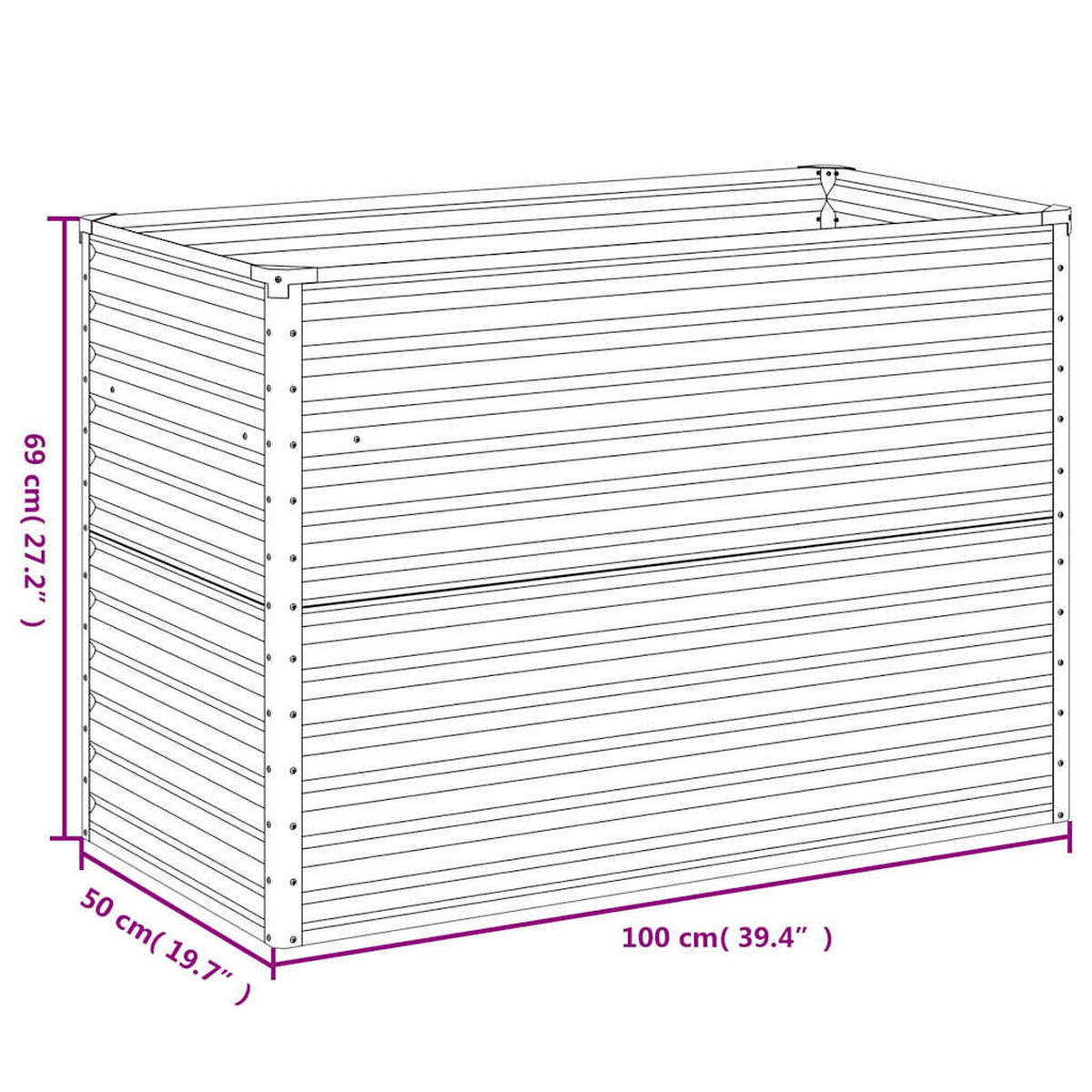 HOCHBEET 100/50/69 cm, aus Cortenstahl, Rostig - Rostfarben, Metall (50/69/100cm) - vidaXL