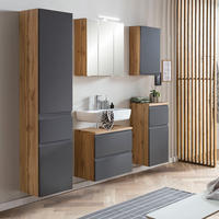 BADMÖBEL-SET 5-TLG. Vasto-03 - Grau, Holzwerkstoff (170/200/35cm) - Lomado